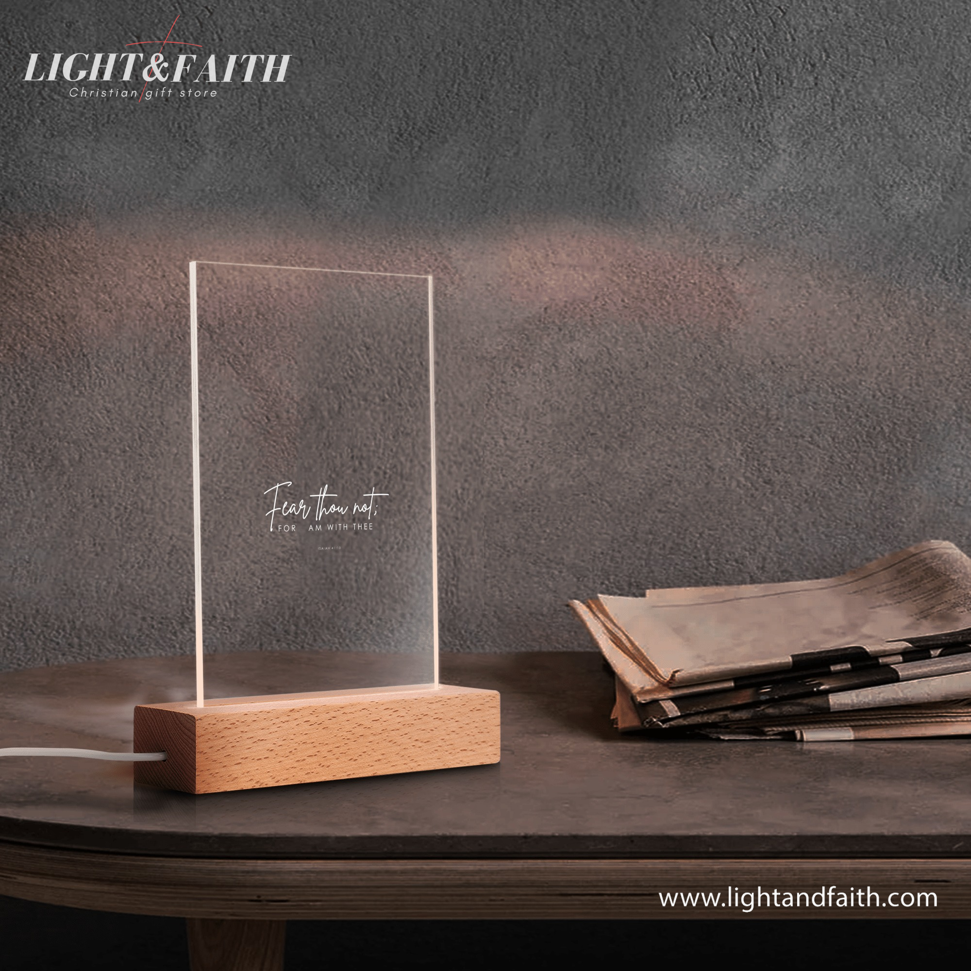 Fear Thow Not LED Light, Christian Bible Verse Lamp, Christian Home Decor, Faith Based Decor, Religious LED Light. NLLAF25